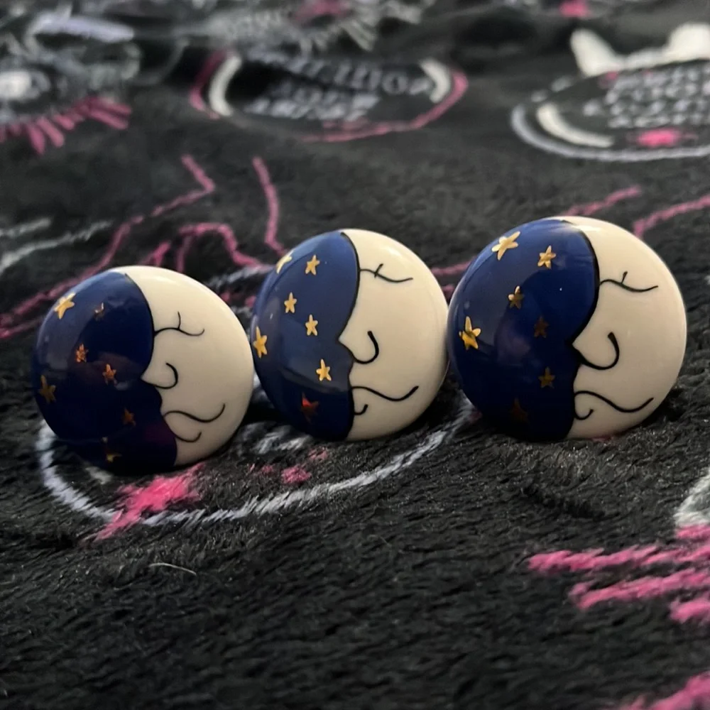 ⭐️ 3🌟STARS& MOON 🌚 DOORKNOBS 💫🌝🌑CERAMIC 🌘🌗🌖🌒